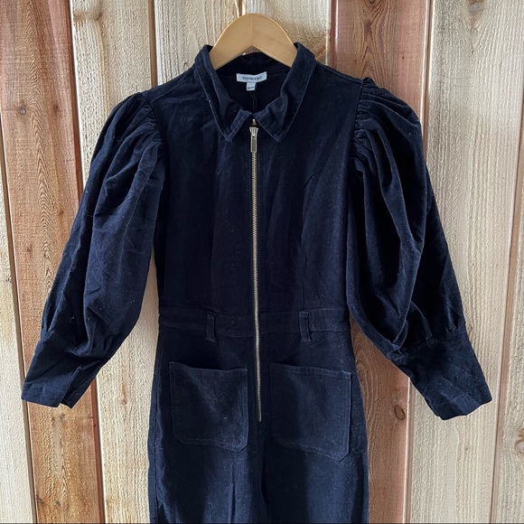 WeWoreWhat Corduroy Puff Sleeve Flare Jumpsuit, XS - Picture 9 of 11